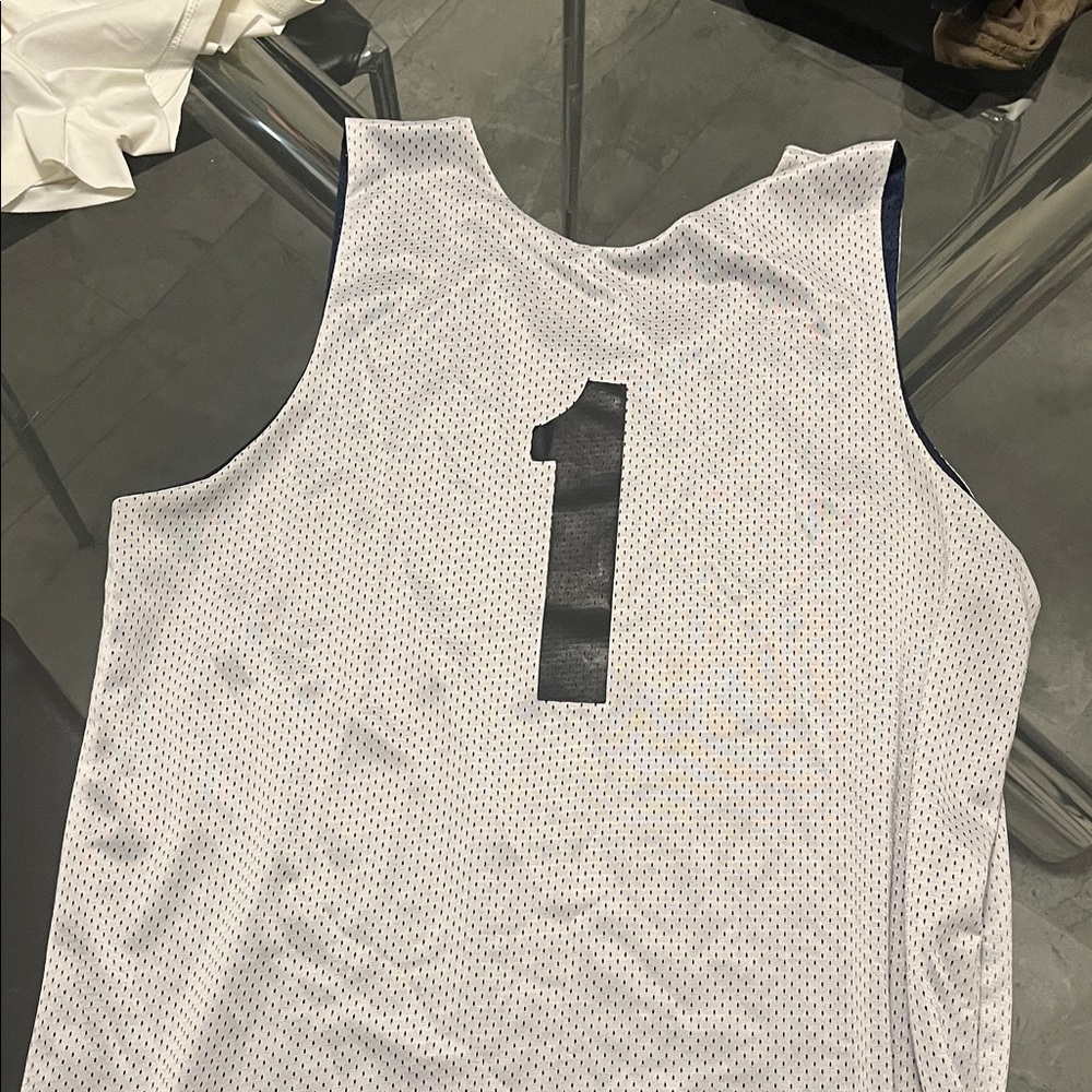 White Mesh Jersey with Black Number